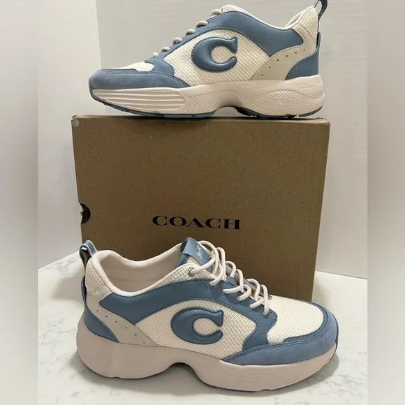 Coach Women's Blue and White Sneakers - Picture 1 of 14